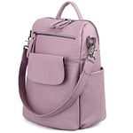 UTO Femme Sac à Dos avec Sangle Multi Poches Bien Organisé Similicuir Doux Vogue Elégant Fashion Cuir Synthétique Violet Foncé