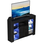 Dripex Meuble TV d'angle avec Lumières LED Brillant Convient pour Salon ou Chambre 100x68x40 cm, Noir