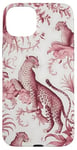 iPhone 15 Plus French Pink Toile Chinoiserie Leopards Case