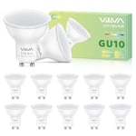 VIIIVA GU10 Led Bulbs Cool White-12 Packs,5W 6000K Spotlight Light Bulb, (45W Equivalent) Energy Saving, CRI>80, 450LM, 120° Beam Angle, Non-Flicker, Non-Dimmable, for Home Lighting