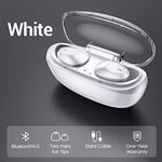 RTYU Bluetooth 5.0 Earphones Wireless Headphones Sport Waterproof Headsets Noise Cancelling Gaming Earbuds For Android IOS (Color : White)