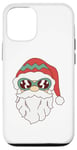 Coque pour iPhone 12/12 Pro Lunettes de soleil visage de Père Noël barbe et chapeau de Noël drôle