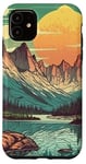 Coque pour iPhone 11 Rocky Mountain Lake Vintage Paysage graphique