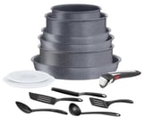 Tefal Ingenio Batterie de cuisine 14 p, Induction, Revêtement antiadhésif, Empilable, Compatible lave-vaisselle, Poêles et casseroles, Fabriqué en France, Natural On L7669902