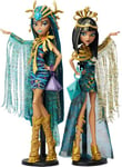 Monster High Dolls, Mummy Majesties Cleo and Nefera De Nile Collectible Two-Pack with Golden Accessories and Premium Clothes, HXJ01