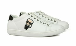 Women's Karl Lagerfeld Ikonik Lo Lace Leather Trainers Kupsole Shoes White (UK2)