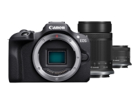 Canon EOS R100 - Digitalkamera - spegellöst - 24.1 MP - APS-C - 4 K / 29.97 fps - 2.5x optisk zoom RF-S 18-45 mm F4,5-6,3 IS STM objektiv, 55-210 mm F5,0-7,1 IS STM objektiv - Wi-Fi, Bluetooth - svart