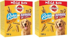 PEDIGREE Mega Box Récompenses - Mix Friandises Rodeo Duo 24 Sticks & Jumbone 4 Os à Mâcher - 780g - Friandises Idéales pour Eduquer ou Faire Plaisir à Son Chien (Lot de 2)