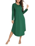 Bresdk Chemise de Nuit Femme Coton Longue, Chemise de Nuit Femme Manches Longues Hiver Vêtements de Nuit Femme Col en V Robe de Nuit Femme Boutonnée