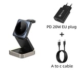 Chargeur Sans Fil Pliable Magnétique,Base En Alliage D'aluminium,Adapté Aux Séries Iphone 12-15,Montres Et Écouteurs,3 En 1 - Type W90 With Eu Plug