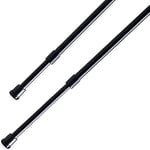 Lot de 2 petites barres télescopiques à pincer, tringle à vêtements sans perçage pour store, armoire, penderie (70-120 cm, diamètre 7,6 et 9,6 mm, noir)