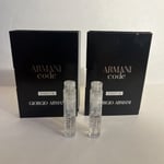 2 x ARMANI - code - PARFUM - 2 x 1.2ml Samples - Genuine