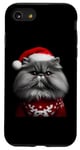 Coque pour iPhone SE (2020) / 7 / 8 Chat persan gris avec bonnet de Père Noël