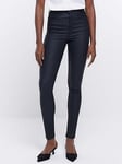 River Island Coated Denim High Rise Skinny Jeans - Black