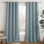 PONY DANCE Rideaux Salon de Fenêtre - Rideau Thermiques avec Oeillets Isolant Anti Lumière Décoration de Maison Chambre Lumineux Bloquer, L 140 sur H 300 cm, Gris-Bleu, Double Pièces