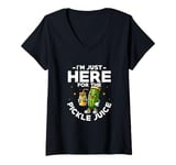 Womens I'm Just Here For The Pickle Juice Cucumber Vegan Pickle V-Neck T-Shirt