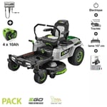 Tracteur Tondeuse électrique Rotation zéro, largeur de tonte 107 cm, 4 batteries 56V 10Ah - ego ZT4201E