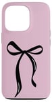 Coque pour iPhone 13 Pro Nœud en ruban noir sur rose pâle pour filles minimalistes Coquette