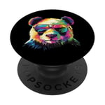 Panda Bear Lover Lunettes de soleil Pop Art Funny Panda Bear PopSockets PopGrip Adhésif