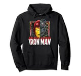 Marvel Iron Man Tony Stark Tech Beneath the Helmet & Logo Pullover Hoodie