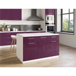 Ilot Central de Cuisine Duo 160 Aubergine Easy Cuisine