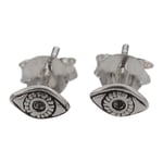 Sterling Silver Evil Eye Protection Talisman Stud Earrings with Oxidized Detail