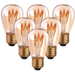 Lot de 6 Ampoules led E27 Vintage à Filament Spirale ST45/S14 3 w Lumière Ambrée Non Dimmable 2200 k Blanc Très Chaud 150 lm Équivalent à 25W Ampoule