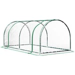 Outsunny Serre de Jardin Tunnel Mini Serre Tunnel Serre à tomates dim. 2L x 1l x 0,8H m Portes zippées bâche PVC Transparent Acier époxy Vert