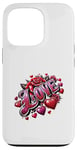 iPhone 13 Pro The Word Love surrounded By Hearts And Red Roses Case