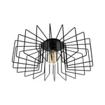 Flush Ceiling Light Colour Black Open Wire Square Frame Modern Bulb E27 28W