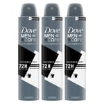 Dove Mens Anti-Perspirant Men+Care Advanced Invisible Dry 72H Protection Deo, 200ml, 3pack - Cream - One Size