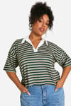 Womens Plus Striped Rugby Top - Green - 18, Green