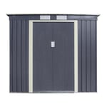 6 x 4 Double Door Metal Pent Shed (Dark Grey)