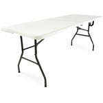 Table de camping pliante portable pliable légère extérieur bbq 180 cm blanc