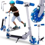 Malplay Trottinette pliante Roues lumineuses Pieds LED Bleu Skateboard Desk