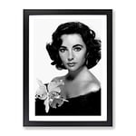Elizabeth Taylor No.1 Modern Framed Wall Art Print, Ready to Hang Picture for Living Room Bedroom Home Office Décor, Black A2 (64 x 46 cm)