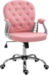 Pink Desk Swivel Chair Diamante Tufted Back Padded Armrest Seat Rocking Armchair