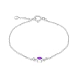 Amazon Essentials Bracelet réglable en argent sterling avec pierre de naissance de février en zircon cubique violet, 16 à 18 cm