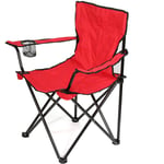 Jeobest - Chaise de Camping Pliante,Portable,avec Porte-gobelet,Capacité 130kg,Adaptée Camping,Jardin, Pêche,Terrasse,Barbecue-rouge