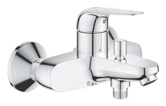 GROHE Swift QuickFix - Single-Lever Bath/Shower Mixer Filler (Wall-Mounted, Metal Lever, 35mm Ceramic Cartridge, Automatic Diverter: Bath/Shower, Easy to Fit with GROHE QuickSpanner), Chrome, 24335001