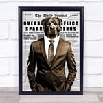 Fingerprint Designs Rottweiler Dog In Suit Newspaper Decorative Wall Art Print