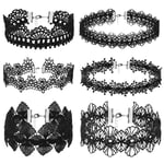 6-pack spets choker svart gotisk krage tatuering spets punk halsband kvinnor flickor Halloween accessoarer