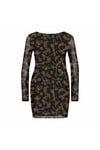 Pumpkin King Mesh All-Over Print Bodycon Dress