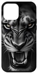 Coque pour iPhone 12 mini Majestic Lion Face grondante Noir foncé et blanc