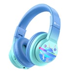 iClever Bluetooth Kids Headphones, BTH12 Colorful LED Lights Kids Wireless Headphones Over Ear with 74/85/94dB Volume Limited, 85H Playtime, Bluetooth 5.2 for School/Tablet/PC, Gradient Blue