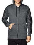 adidas E 3S Fz FL Sweat-Shirt Homme Dark Grey Heather/Black FR: XS (Taille Fabricant: XS)