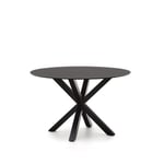 Table ronde Argo en verre noir avec pieds en acier finition noire ø 120 cm - Kave Home