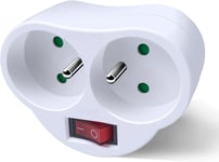 Prises Électriques Avec Interrupteur, Multiprise 2 En 1 Electrique Murale Fiche, Prise Murale Electrique Idéal Pour Chambre Bureau Domicile, 16A, 230V, Blanc