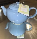 Brand New Classic Le Creuset Stoneware Teapot 1L Blue RRP £55