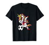 Funny Dabbing Unicorn England Football - English Flag Soccer T-Shirt